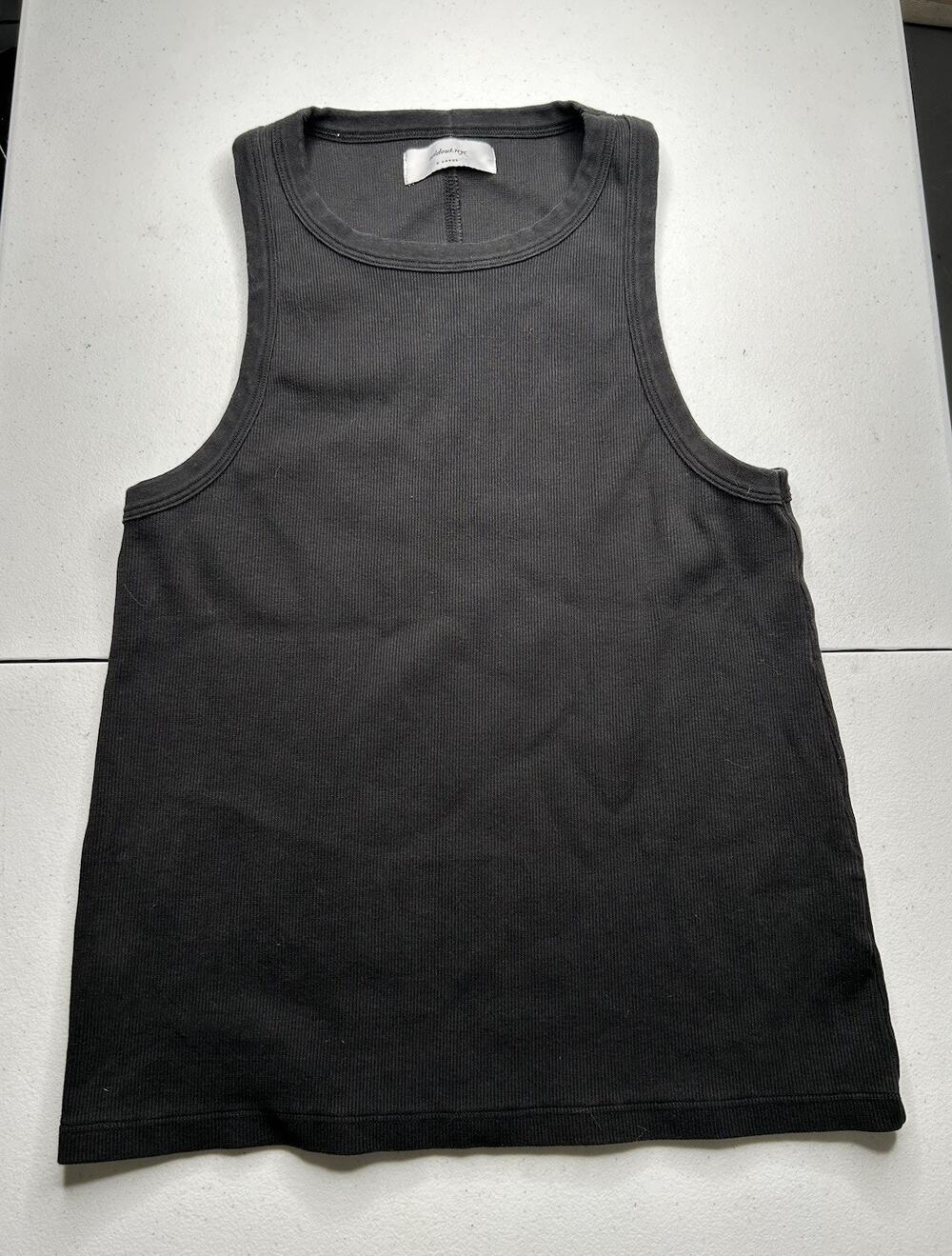 SOLDOUT. NYC Not So Basic Black Tank Shirt Ribbed Size XL Scoop Neck Women’s
